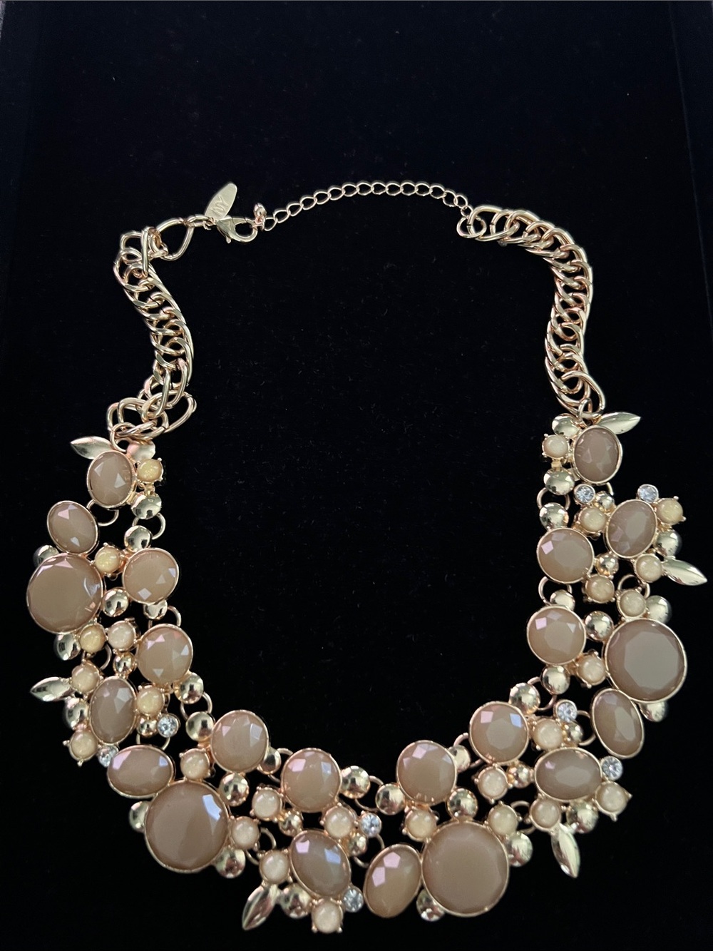 Statement Beige and Gold Bib Necklace - Women Jewelry
